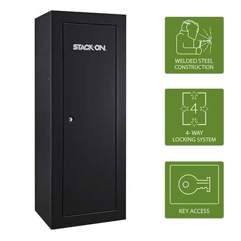 stack on 14 gun steel key lock security cabinet|stack on gun cabinet strengthening.